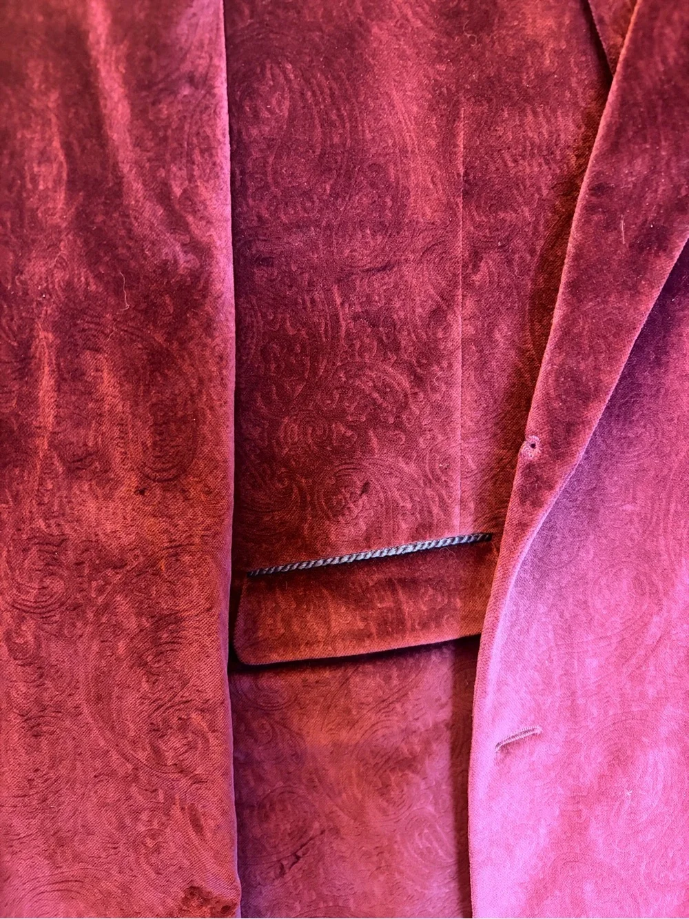 Robert Graham 48 Plum Burgundy Velvet Men’s Blazer Smoking Jacket Coat